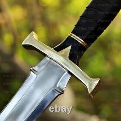 Dague de chasse artisanale sur mesure en acier D2 avec manche en micarta et étui en cuir