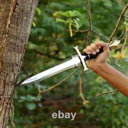 Dague de chasse artisanale sur mesure en acier D2 avec manche en micarta et étui en cuir