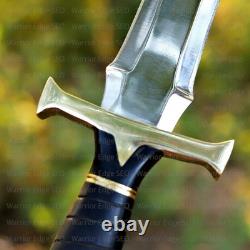 Dague de chasse artisanale sur mesure en acier D2 avec manche en micarta et étui en cuir