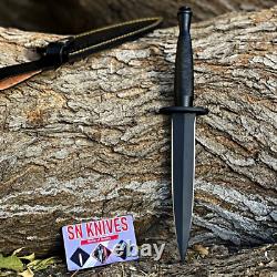 Dague de chasse commando artisanale sur mesure, deuxième modèle, avec manche en acier et étui.