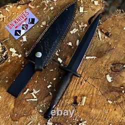 Dague de chasse commando artisanale sur mesure, deuxième modèle, avec manche en acier et étui.