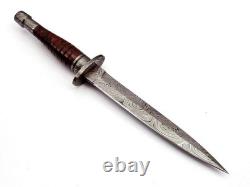 Dague de chasse de combat de survie en acier damassé fait à la main sur mesure