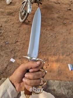Dague de chasse en acier D2 sur mesure fait main, couteau de survie de combat pour le camping