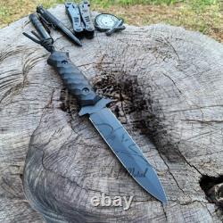 Dague de chasse en acier au carbone haute performance faite à la main Ubr avec étui en cuir