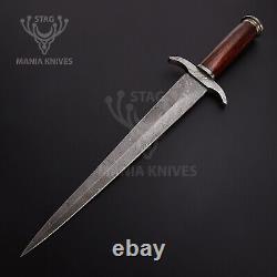 Dague de chasse en acier damas forgé à la main rare et personnalisée, épée viking médiévale.