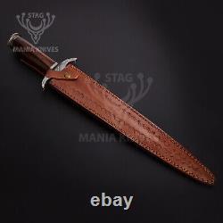 Dague de chasse en acier damas forgé à la main rare et personnalisée, épée viking médiévale.