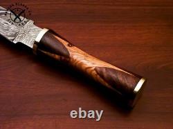 Dague de chasse en acier damassé fait main SBC avec manche en bois de rose et fourreau