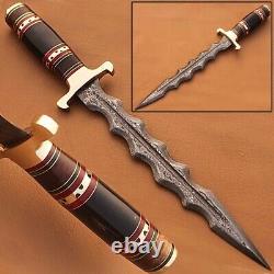 Dague de chasse sauvage faite à la main de 15 pouces en acier de Damas personnalisé et magnifique