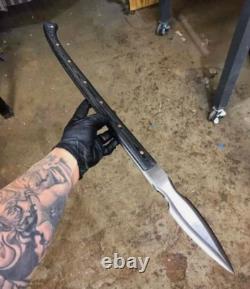 Dague de chasse viking en acier D2 fait main sur mesure avec cuir