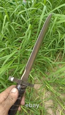 Dague de chevalier médiéval forgée à la main en acier au carbone, couteau de combat avec étui en cuir noir