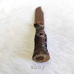 Dague de combat à lame droite en fer fait main vintage du 19e siècle avec manche en corne KN35