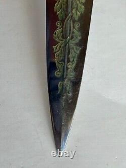 Dague de combat/couteau de jarret Vintage Gutmann allemand Solingen gravé avec fourreau.