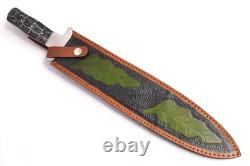 Dague de combat en acier D2 de fabrication artisanale, pleine longueur, avec micarta au bout des doigts