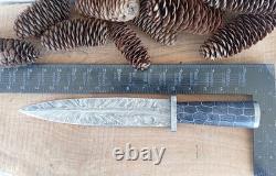 Dague de combat en damas Fire Feather forgée à la main de 15 cm, Micarta pour le bout des doigts