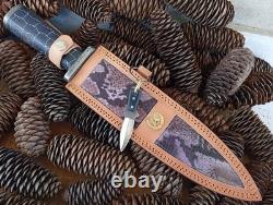 Dague de combat en damas Fire Feather forgée à la main de 15 cm, Micarta pour le bout des doigts