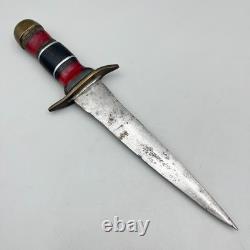 Dague de combat vintage faite main de la Seconde Guerre mondiale avec étui en cuir et manche empilé