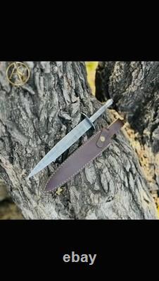 Dague de commando noire en acier de Damas, couteau Fairbairn-Sykes, épée tactique de combat