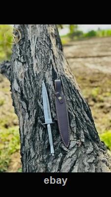 Dague de commando noire en acier de Damas, couteau Fairbairn-Sykes, épée tactique de combat