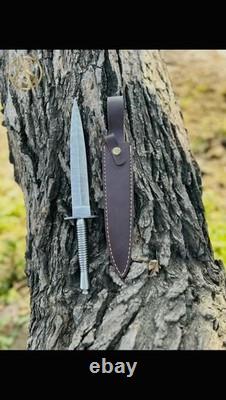 Dague de commando noire en acier de Damas, couteau Fairbairn-Sykes, épée tactique de combat