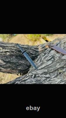 Dague de commando noire en acier de Damas, couteau Fairbairn-Sykes, épée tactique de combat