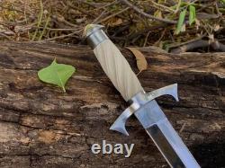 Dague de survie artisanale personnalisée en acier au carbone, couteau de chasse et de camping