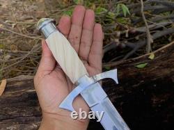Dague de survie artisanale personnalisée en acier au carbone, couteau de chasse et de camping