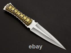 Dague en acier D2 pleine soie RaB faite à la main, EDC, de botte, couteau de survie et de chasse