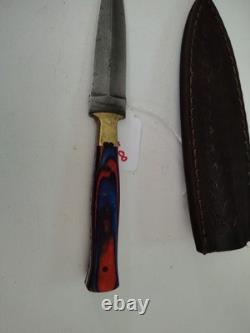 Dague en acier damassé EDC avec étui en cuir