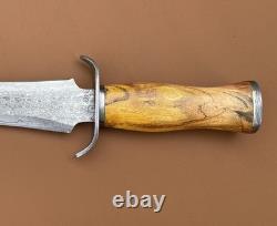 Dague en acier damassé fait main sur mesure, forgée au charbon, pleine tang avec étui Dague en acier damassé fait main sur mesure, forgée au charbon, pleine tang avec étui