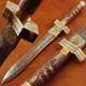 Dague En Damas Fait Main Personnalisée, Couteau Viking De Camping Avec Poignée En Micarta + étui