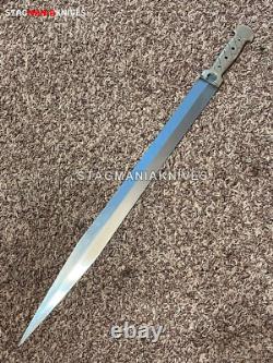 Dague qama dague épée prête au combat, acier J2 forgé à la main de qualité supérieure, pleine soie, pour la chasse