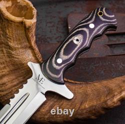 Dague tactique de combat en acier D2 fabriquée à la main sur mesure avec étui en cuir
