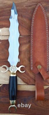 Ensemble De 2 Pcs - Handmade Crescent Moon Dagger Rituel Athame Boleine Snake Knife