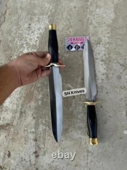 Ensemble de 2 - Couteau de chasse Bowie en acier au carbone fait main sur mesure avec étui