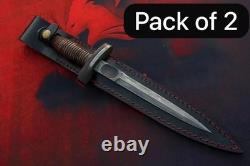 Ensemble de 2 Couteaux Dague CASE V-42 Vintage Forces Spéciales US WWII / étui