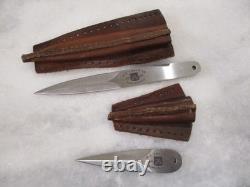 Ensemble de 3 dagues à pouce et 7 couteaux de revers vintage H. G. Long & Co + fourreaux (2)
