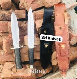 Ensemble de couteaux Bowie et dague de chasse en acier D2 fabriqués à la main sur mesure avec étui en cuir