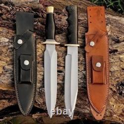 Ensemble de dague de chasse et couteau Bowie faits main sur mesure en acier D2, manche en Micarta, avec étui