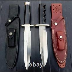 Ensemble de dague de chasse et de couteau Bowie faits main sur mesure en acier D2 avec manche en Micarta + étui