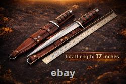 Ensemble de deux couteaux poignards faits main, lame en acier pleine soie, tactique, combat, survie