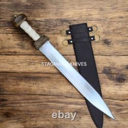 Épée de combat Gladius romaine de chasse en acier J2 forgé à la main de qualité supérieure, prête au combat