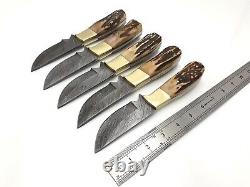 Forges de Damas : Couteau de chasse de campement fait main sur mesure avec manche en bois de cerf et étui