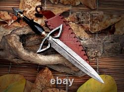HUNTEX Dague Viking superbe avec lame damassée fabriquée à la main et poignée en résine Slek<br/>