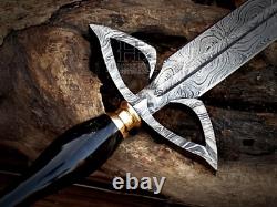 HUNTEX Dague Viking superbe avec lame damassée fabriquée à la main et poignée en résine Slek  <br/>	
