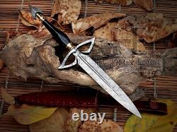 HUNTEX Dague Viking superbe avec lame damassée fabriquée à la main et poignée en résine Slek	 

<br/>		