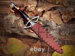 HUNTEX Dague Viking superbe avec lame damassée fabriquée à la main et poignée en résine Slek<br/>