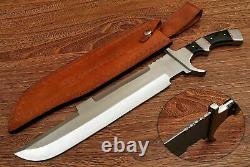 Hunting Custom Handmade D2 Steel Hunting Knife & Sheath Buffalo Horn Handle