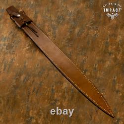 Impact Cutlery – Rare dague d’art sur mesure en acier D2, couteau-épée avec couronne en bois de cerf