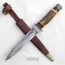 Kuno Ritter/Gutmann Solingen Allemagne années 1950 dague de chasse à manche en bois de cerf avec fourreau d'origine