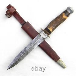 Kuno Ritter/Gutmann Solingen Allemagne années 1950 dague de chasse à manche en bois de cerf avec fourreau d'origine